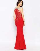 Forever Unique Lorelle Maxi Dress With Off Shoulder Embellishment And Lace Back - Red