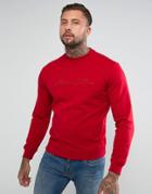 Armani Jeans Script Logo Crew Neck Sweat Red - Red