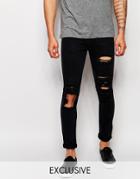 Liquor & Poker Jeans Stretch Skinny Heavy Distressed Black - Black