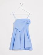 Asos Design Tuck Detail Cami Skater Mini Dress In Powder Blue-blues