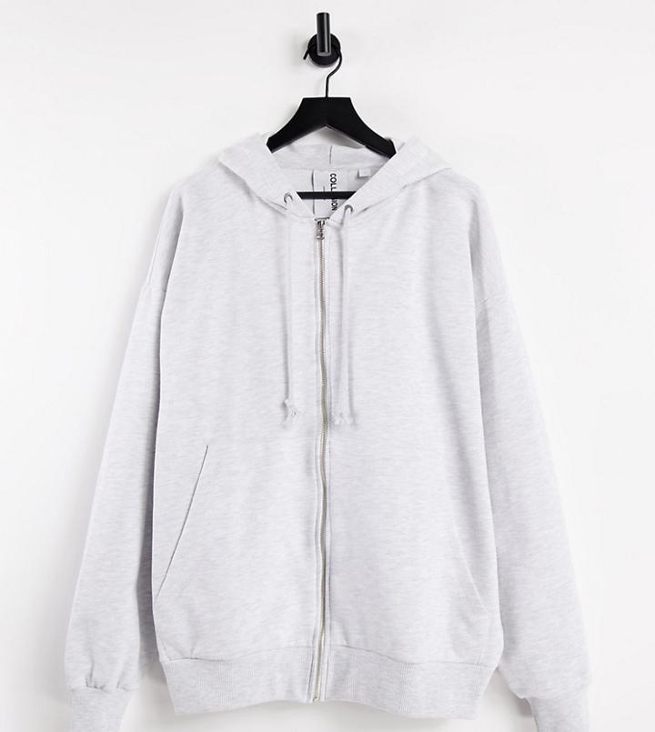 Collusion Unisex Extreme Oversized Hoodie In White Heather - Part Of A Set