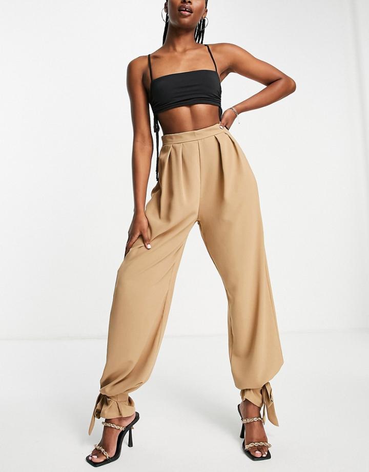 Rebellious Fashion Cuff Detail Pants In Stone-neutral