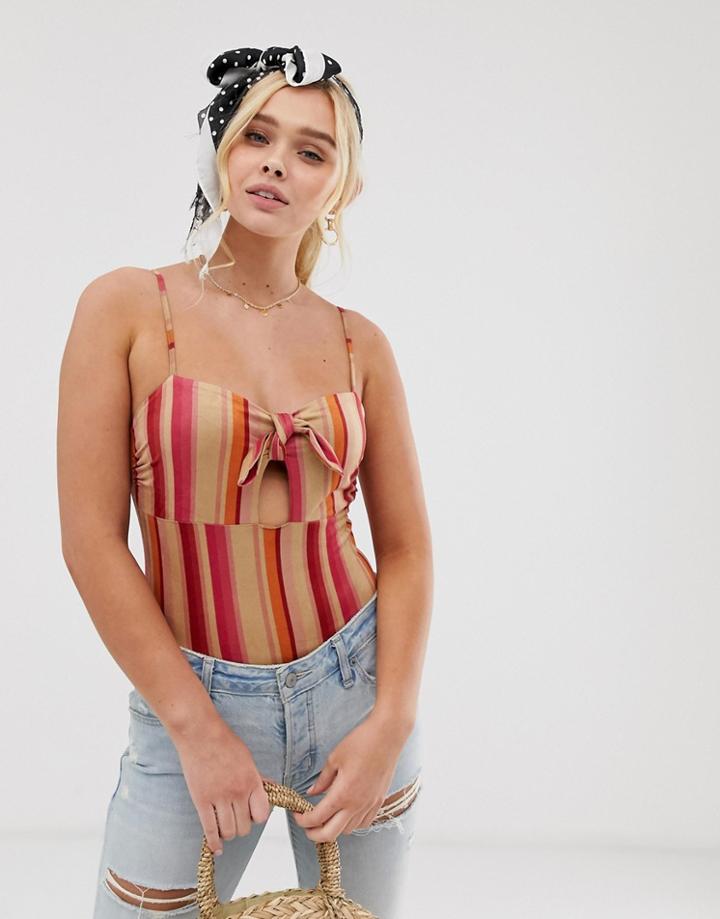 Gilli Tie Front Body In Stripe-multi