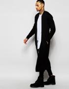 Asos Extreme Longline Jersey Bomber With Zips - Black