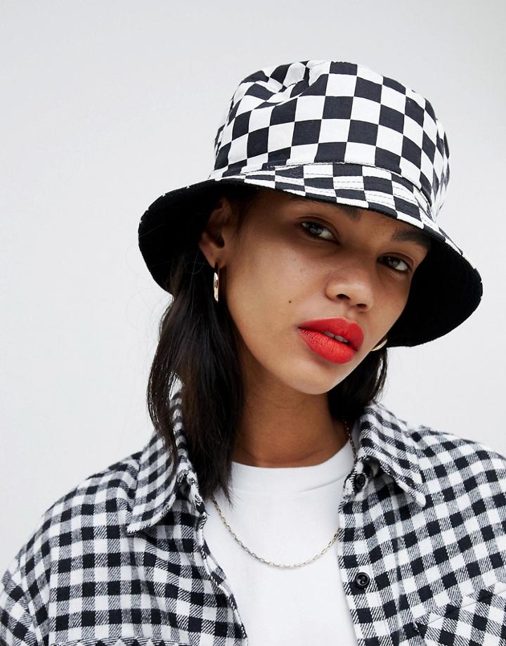 Asos Design Reversible Checkerboard Bucket Hat - Multi