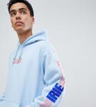 Crooked Tongues Oversized Hoodie With Irie Print In Blue With Logo - Blue