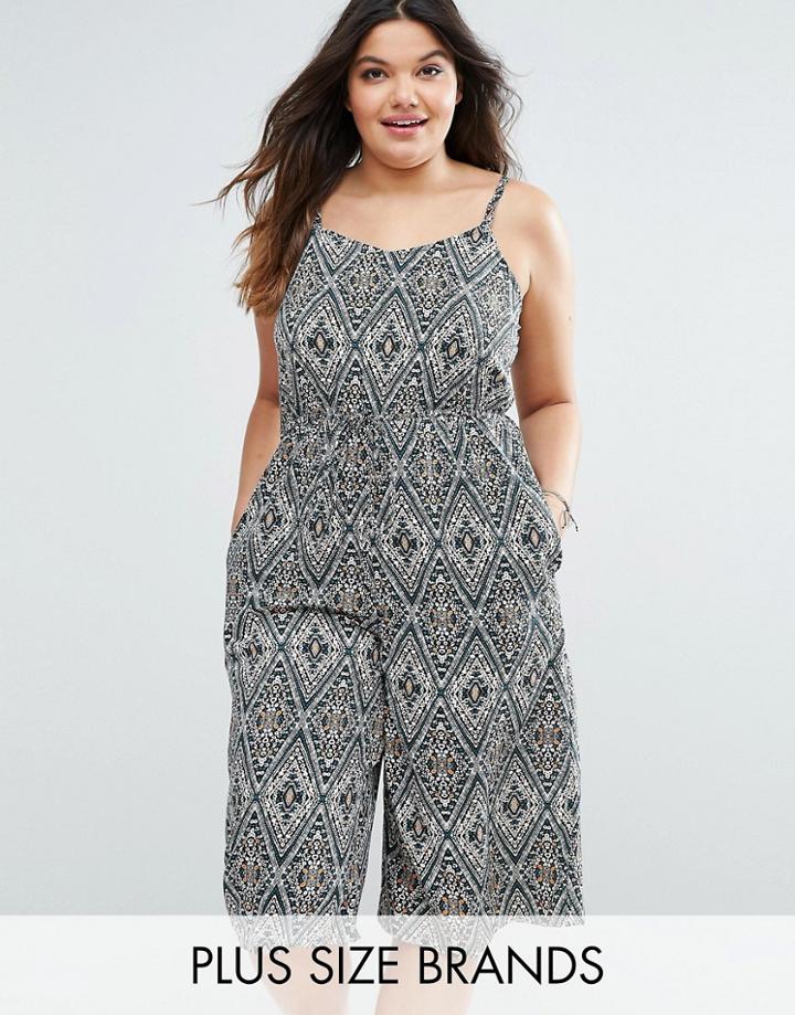 Diya Plus Culotte Jumpsuit In Scarf Print - Multi