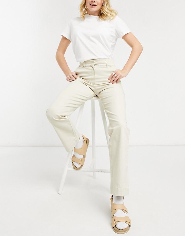 Monki Ava Wide Leg Pants In Beige-neutral