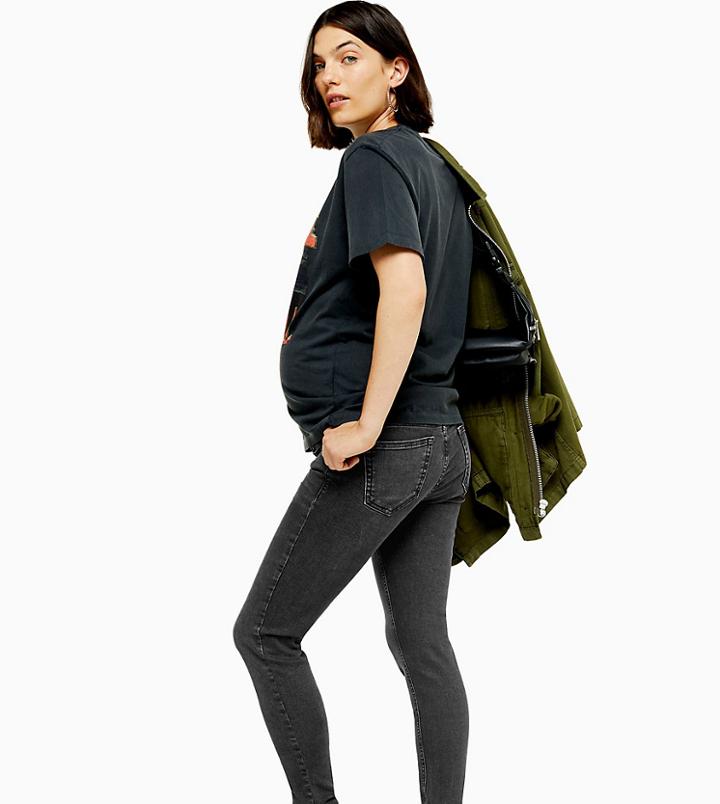 Topshop Maternity Over Bump Jamie Skinny Jeans In Washed Black