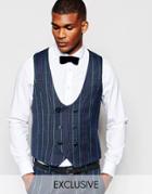 Reclaimed Vintage Scoop Vest In Tweed - Navy