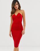 Ax Paris Strapless Bodycon Dress - Red