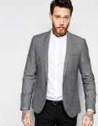 Noak Textured Jacquard Blazer With Shawl Lapel In Skinny Fit - Gray