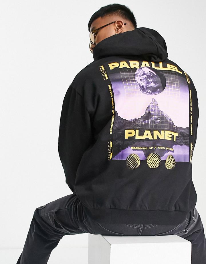 Asos Design Oversized Hoodie In Black With Photographic Back Print