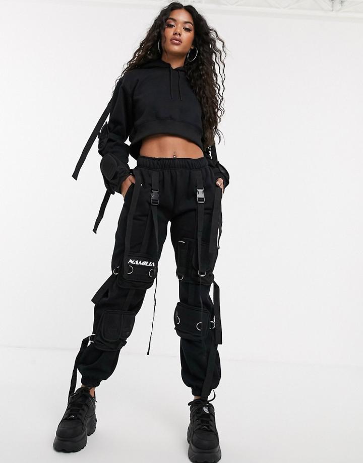 Namilia Utility Sweatpants With Cargo Pockets-black