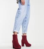 Simply Be Wide Fit Keela High Ankle Boots In Burgundy-red