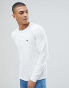 Abercrombie & Fitch Henley Contrast Placket Long Sleeve Top Tonal Logo In White - White