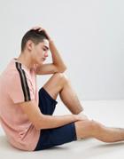Asos Design T-shirt In Towelling With Shoulder Taping In Pink - Pink