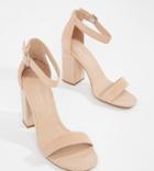 New Look Real Suede Barely There Block Heeled Sandal - Beige