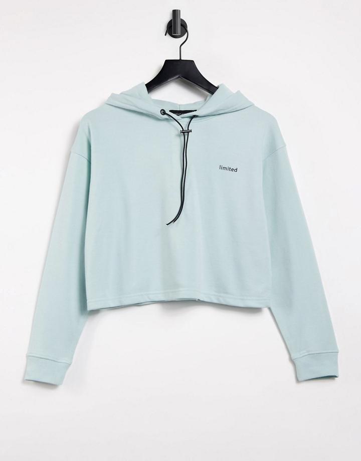 Night Addict Set Cropped Tracksuit Hoodie In Pastel Blue-blues