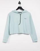 Night Addict Set Cropped Tracksuit Hoodie In Pastel Blue-blues