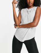 Elle Sport Signature Cotton Touch Tank Top In Gray Heather