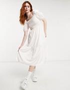 Urban Bliss Sheered Puff Sleeve Midi Dress In Pale Pink