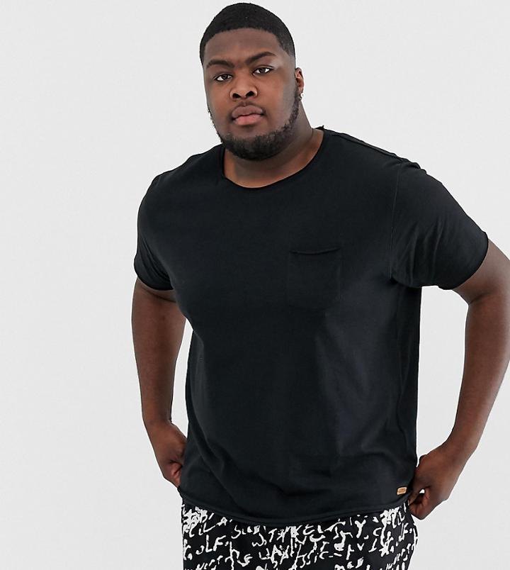 Brave Soul Raw Edge T-shirt - Black
