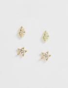 Pieces Starfish And Shell Mixed Stud Pack - Silver