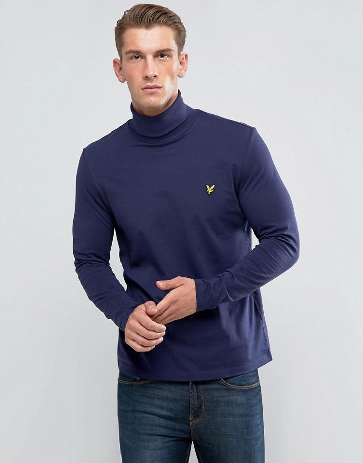 Lyle & Scott Roll Neck T-shirt Navy - Navy