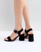 Asos Design Humming Bird Mid Block Heeled Sandals - Black