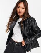 Mango Faux Leather Jacket In Black