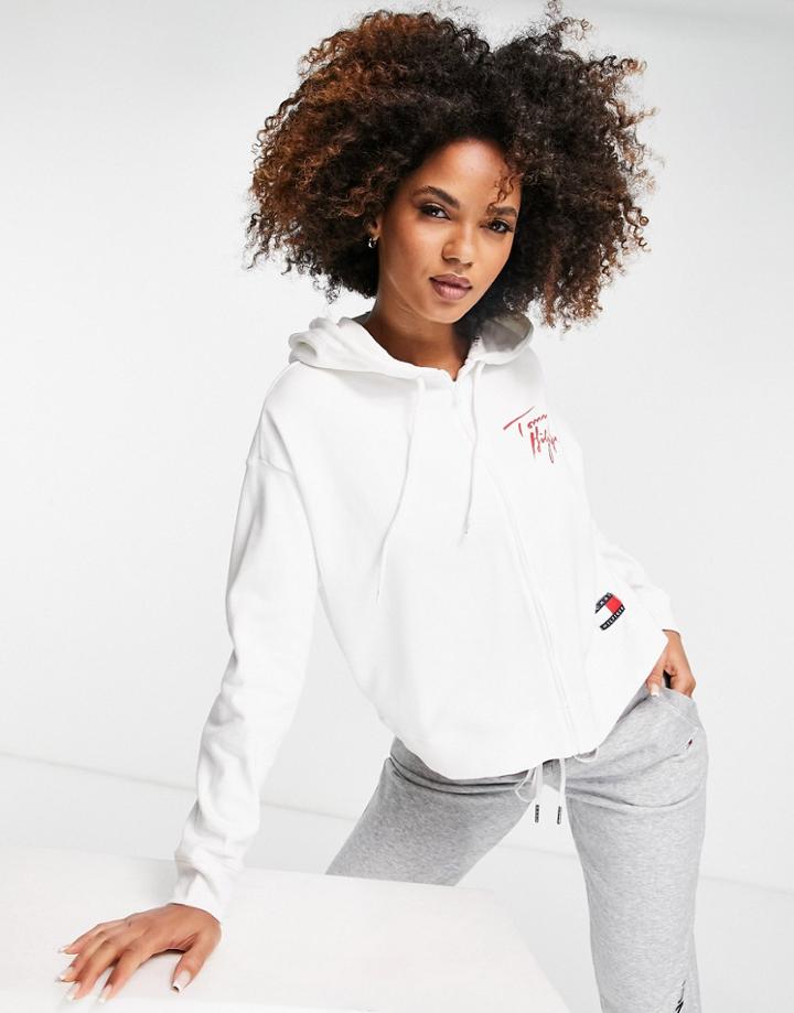 Tommy Hilfiger 85 Logo Hoodie In White