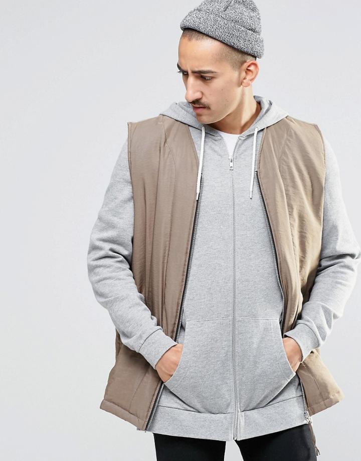 Asos Sleeveless Bomber Jacket In Putty - Putty