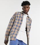 Collusion Oversized Shirt With Overstitching In Beige Check-neutral