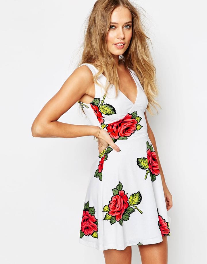 Asos Mini Sundress In Large Floral Print - Multi