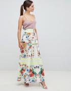 Asos Design Scuba Prom Skirt With Mirrored Flower Print - Multi