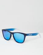 Oakley Square Frogskin Sunglasses With Blue Flash Lens - Black
