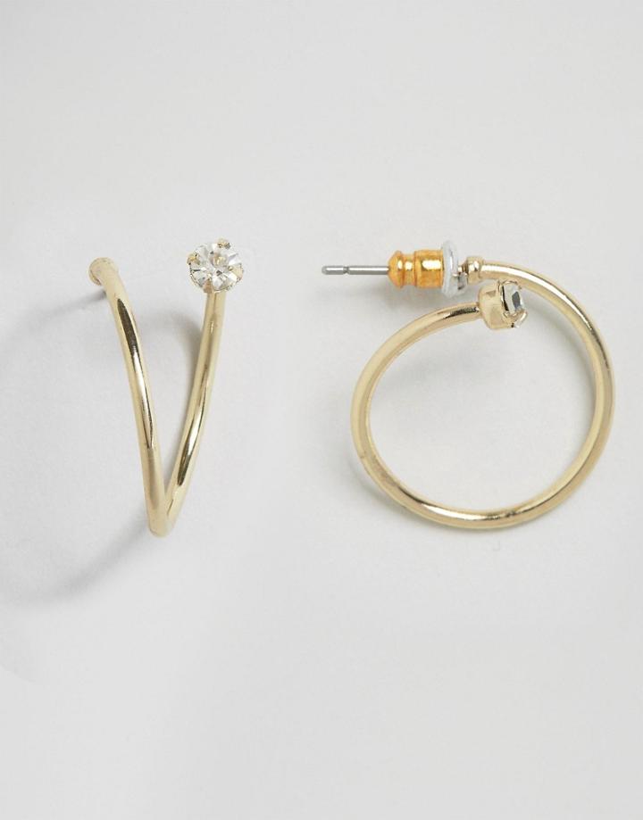 Asos Twist Jewel Hoop Earrings - Gold