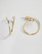 Asos Twist Jewel Hoop Earrings - Gold