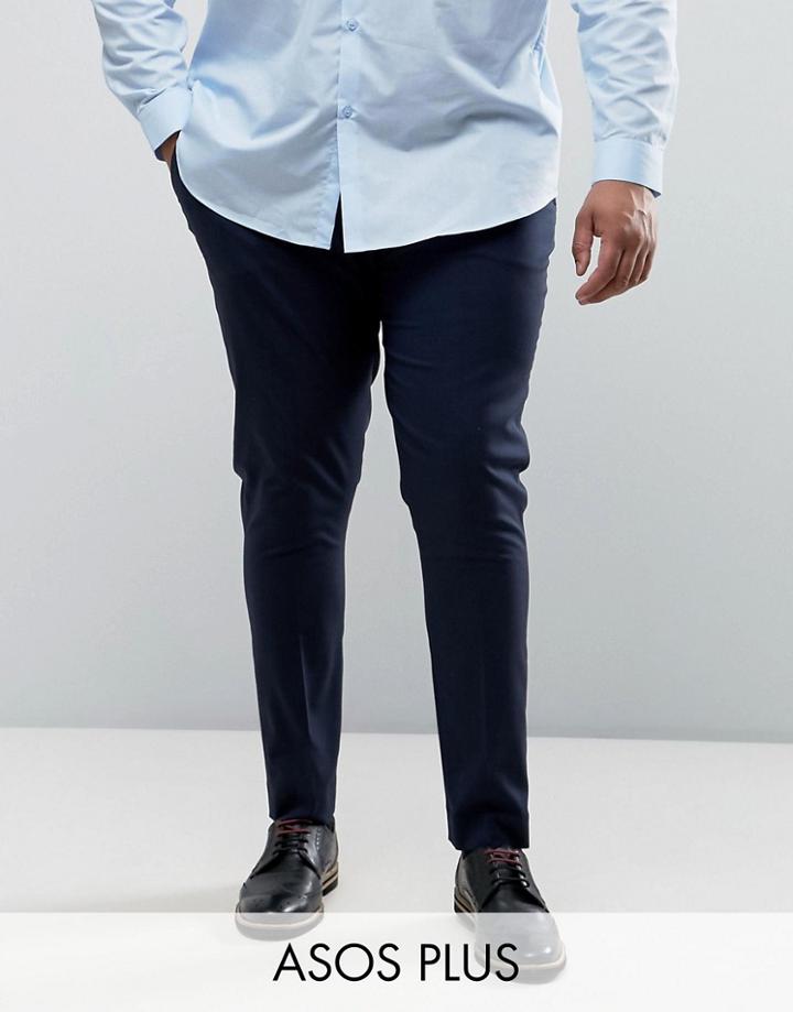 Asos Plus Super Skinny Pants In Navy - Navy