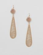 Nylon Vintage Style Long Pear Drop Earrings - Gold