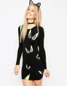 Asos Fluro Monster Eye Halloween Mini Dress - Black