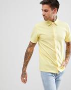 Boohooman Regular Fit Pique Shirt In Yellow - Yellow