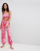 Asos Design Tie Dye Harem Beach Two-piece Pants - Pink