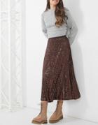 Asos Design Sequin Midi Jersey Skirt In Chocolate-brown