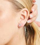 Asos Design Sterling Silver Stud Earrings With Heart Crystal