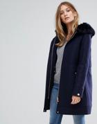 Ted Baker Wool Parka - Navy