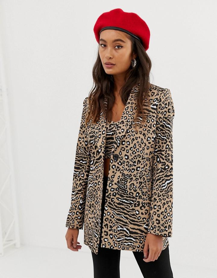 Sacred Hawk Blazer In Leopard Print Two-piece - Stone