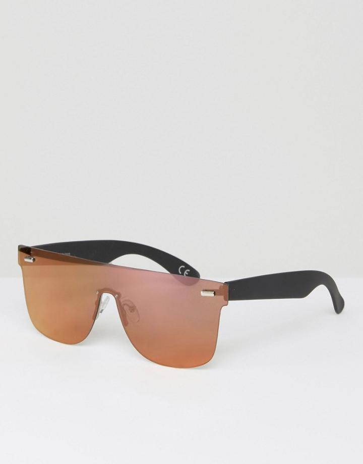 Asos Flatbrow Visor Sunglasses With Purple Mirror Lens - Purple