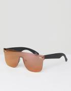 Asos Flatbrow Visor Sunglasses With Purple Mirror Lens - Purple